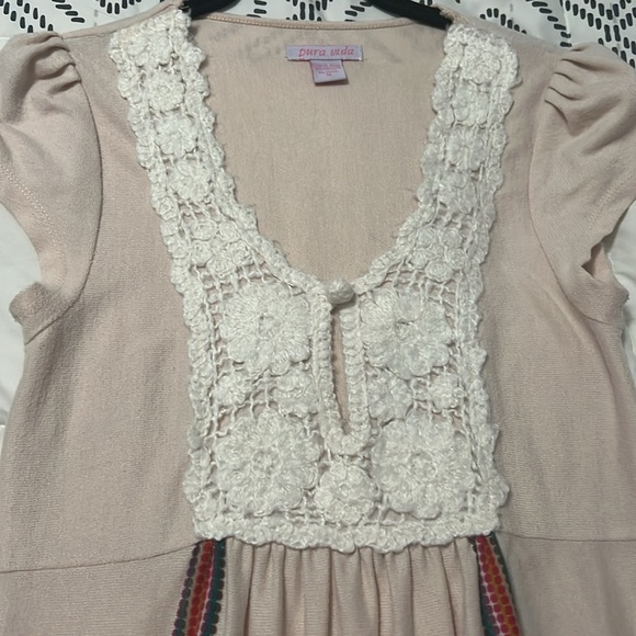 Pura Vida Costa Rica Boho crochet detail beach dress - Picture 4 of 5